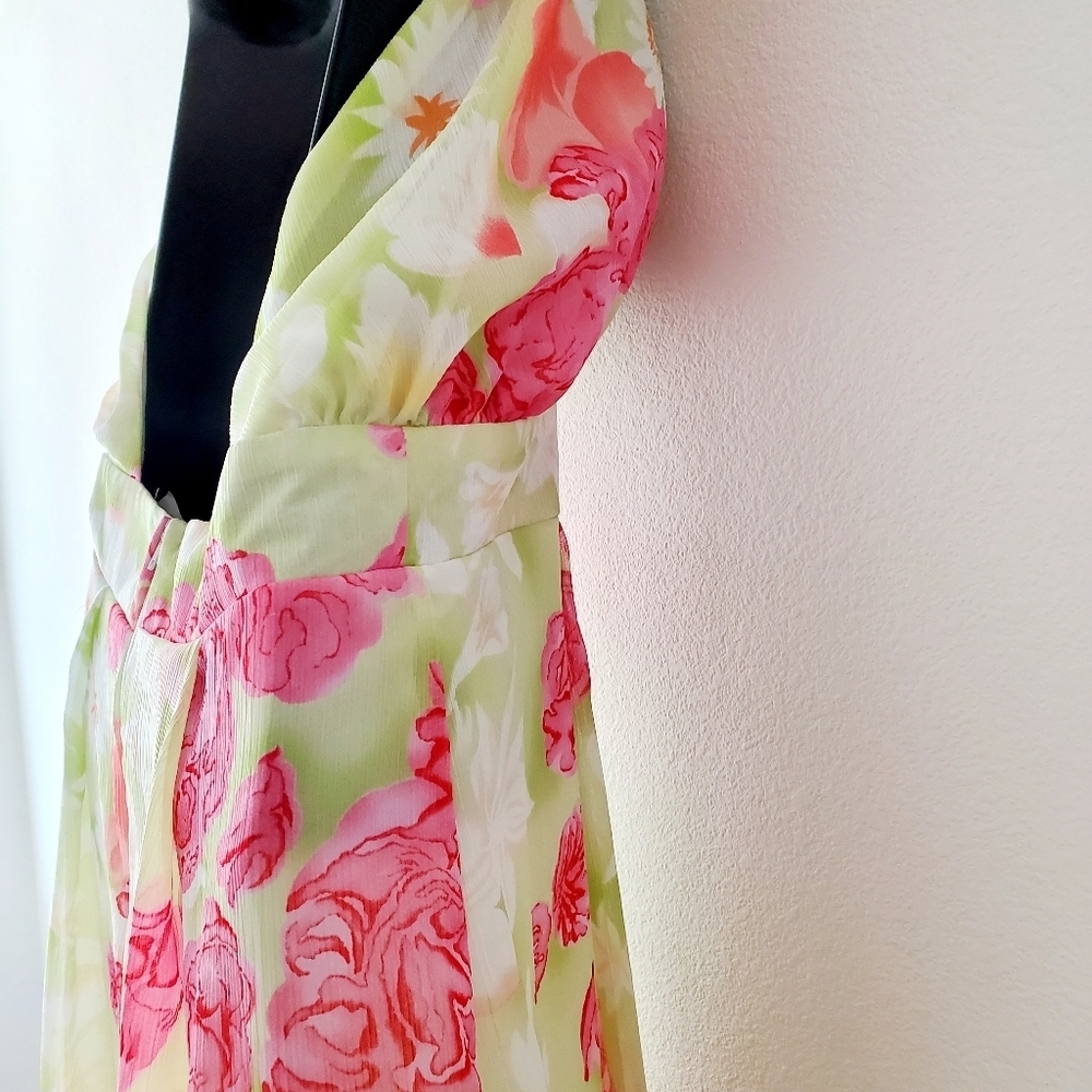 Ella Samani Women's Pink Floral Halter Neck Slim Maxi Dress Size M - Picture 9 of 10